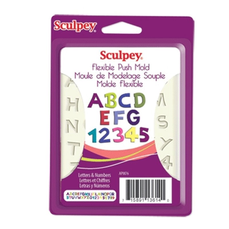 MOLDE FLEXIBLE LETRAS Y NUMEROS SCULPEY COD APM76