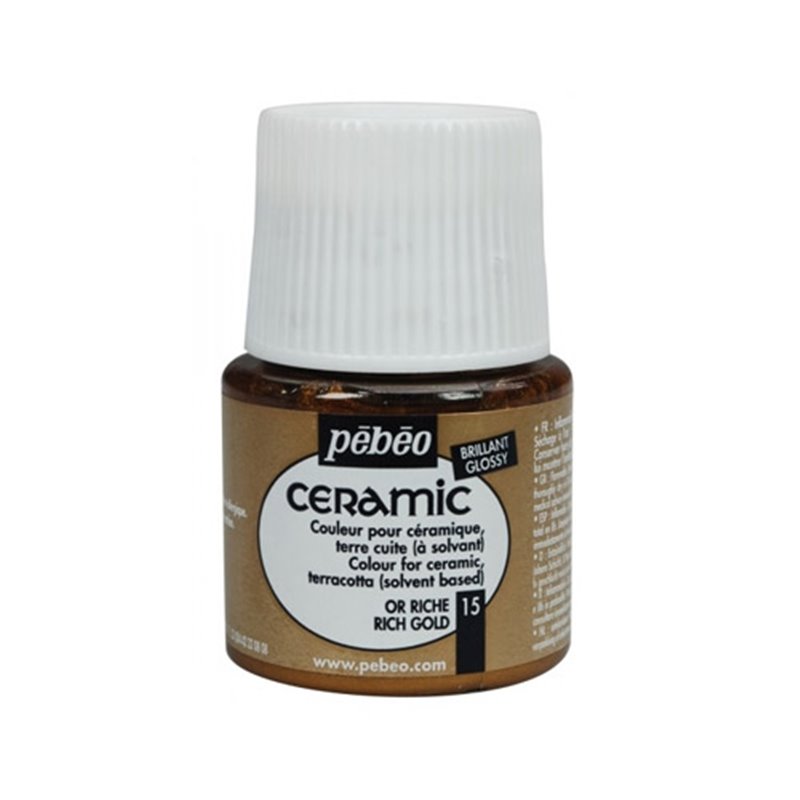 PINTURA PARA CERAMICA PEBEO CERAMIC 45 ML NUM 15 ORO RICO COD 025015