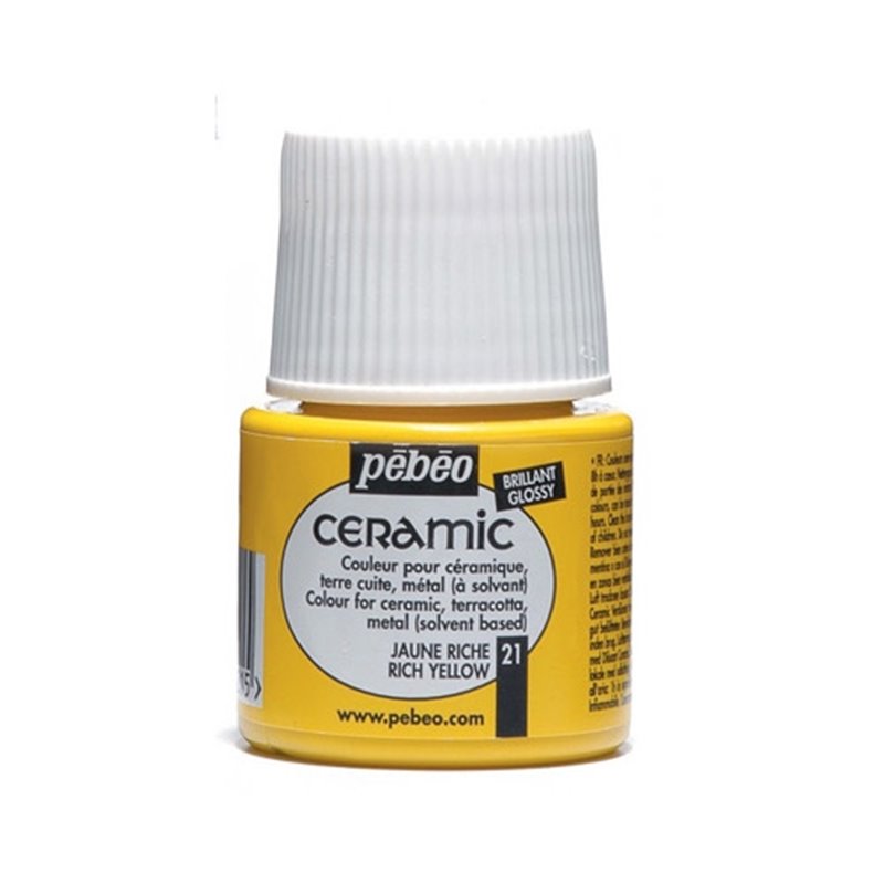 PINTURA PARA CERAMICA PEBEO CERAMIC 45 ML NUM 21 AMARILLO RICO COD 025021