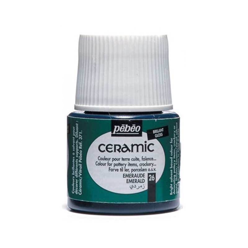 PINTURA PARA CERAMICA PEBEO CERAMIC 45 ML NUM 26 ESMERALDA COD 025026