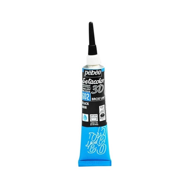 PINTURA PARA TELA PEBEO SETACOLOR 3D 45 ML NUM 02 NEGRO COD 557602