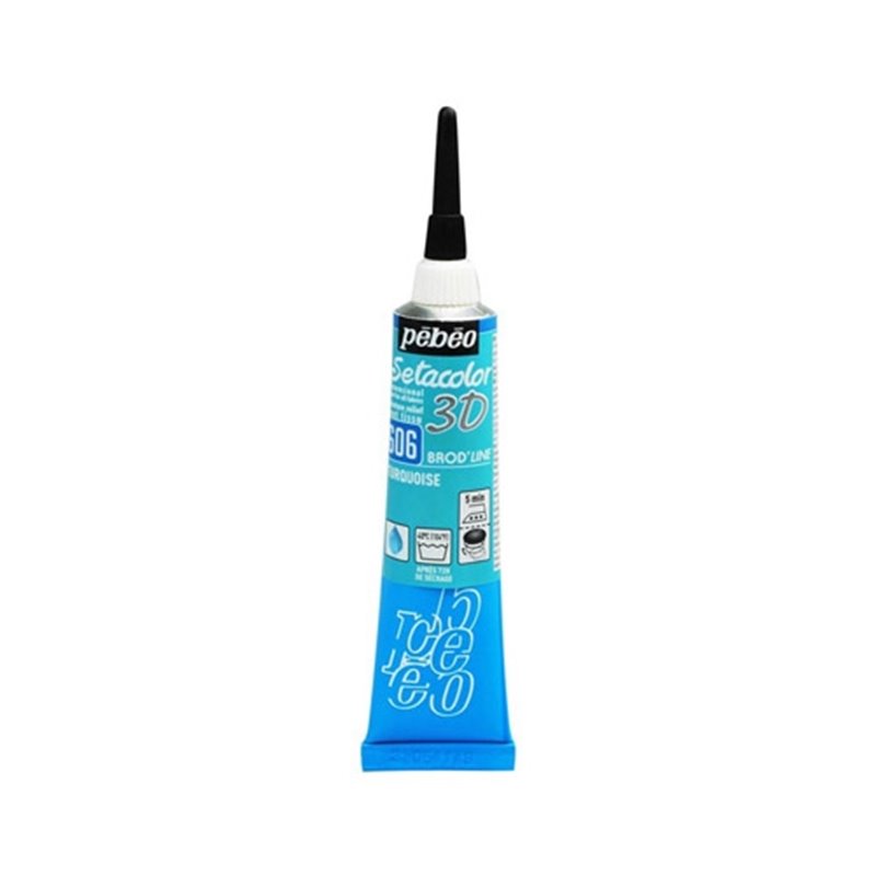 PINTURA PARA TELA PEBEO SETACOLOR 3D 45 ML NUM 06 TURQUESA COD 557606