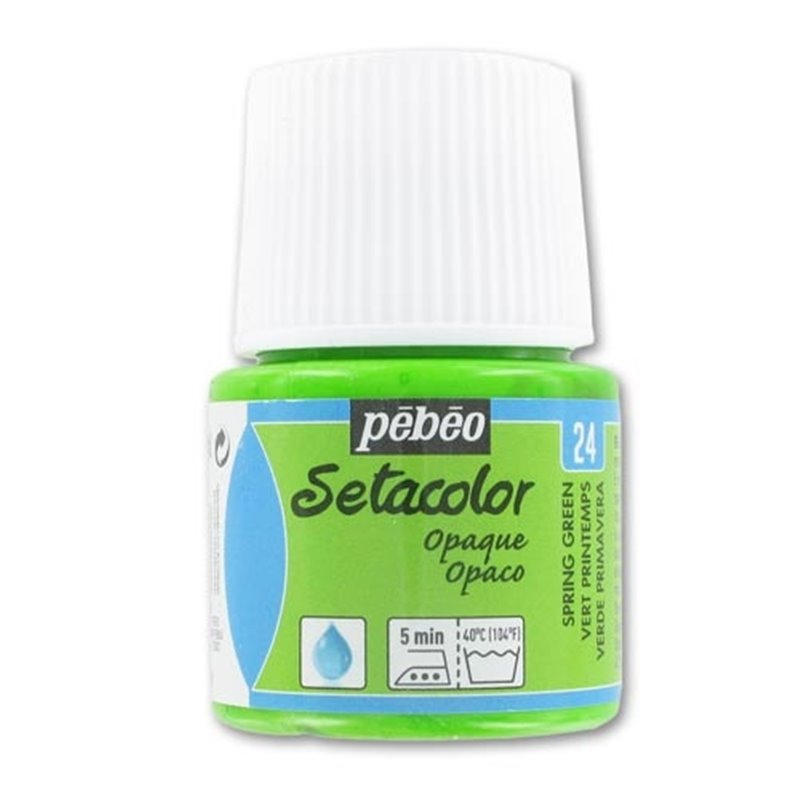 PINTURA PARA TELA PEBEO SETACOLOR OPACO 45 ML NUM 24 VERDE PRIMAVERA COD 295024