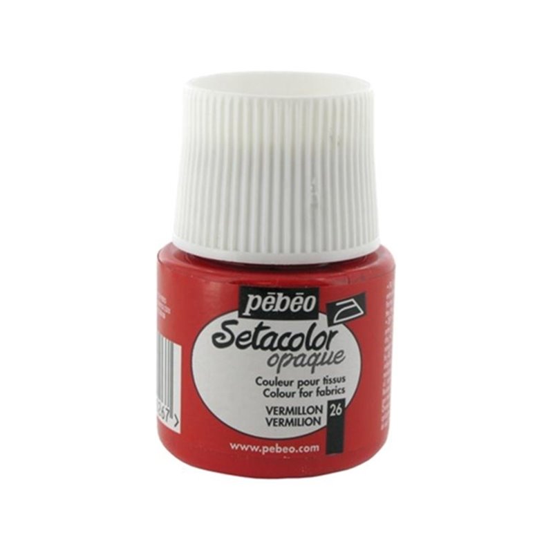 PINTURA PARA TELA PEBEO SETACOLOR OPACO 45 ML NUM 26 BERMELLON COD 295026