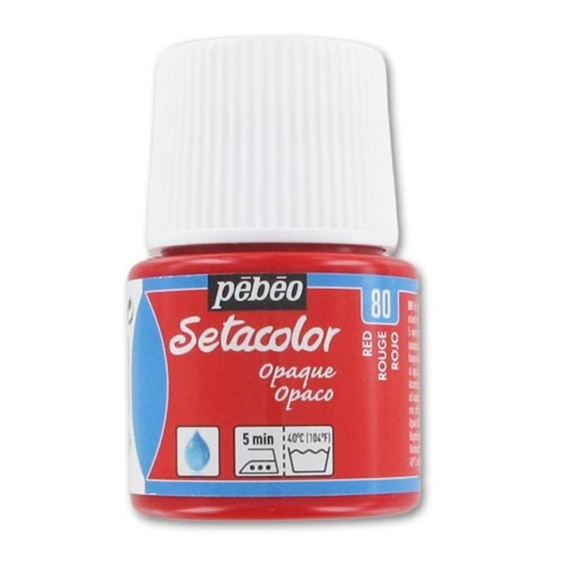 PINTURA PARA TELA PEBEO SETACOLOR OPACO 45 ML NUM 80 ROJO COD 295080