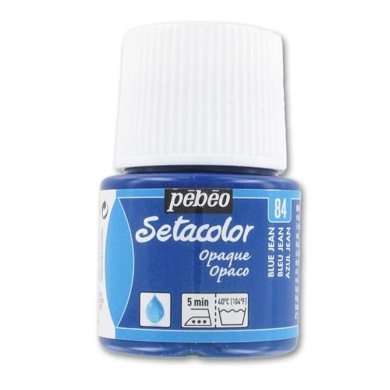 PINTURA PARA TELA PEBEO SETACOLOR OPACO 45 ML NUM 84 AZUL MEZCLILLA COD 295084