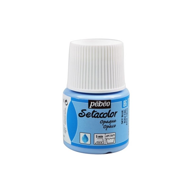 PINTURA PARA TELA PEBEO SETACOLOR OPACO 45 ML NUM 86 AZUL CIELO COD 295086