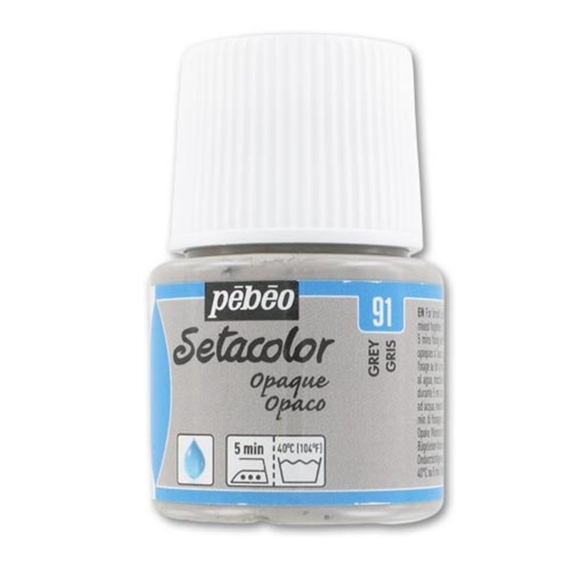 PINTURA PARA TELA PEBEO SETACOLOR OPACO 45 ML NUM 91 GRIS COD 295091