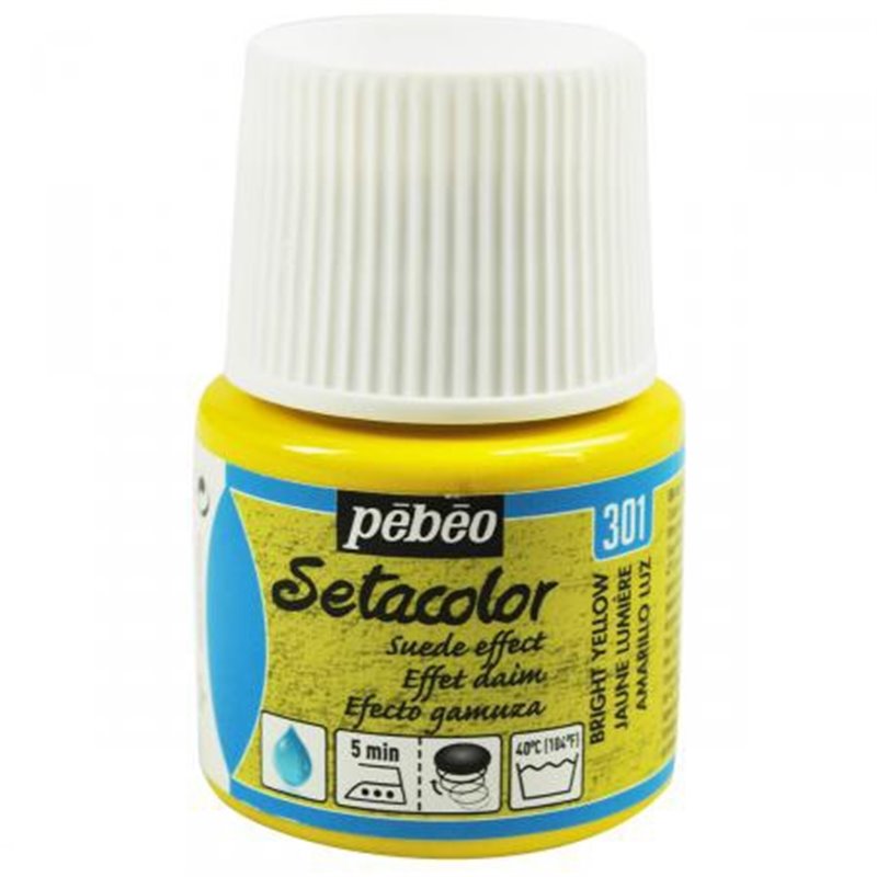 PINTURA PARA TELA PEBEO SETACOLOR OPACO EFECTO ANTE 45 ML NUM 301 AMARILLO LUZ COD 295301