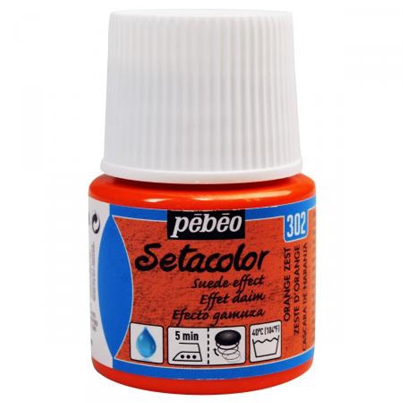 PINTURA PARA TELA PEBEO SETACOLOR OPACO EFECTO ANTE 45 ML NUM 302 CASACARA DE NARANJA COD 295302