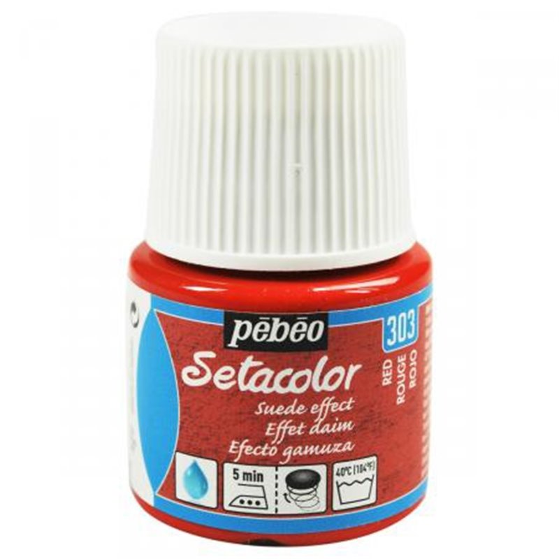 PINTURA PARA TELA PEBEO SETACOLOR OPACO EFECTO ANTE 45 ML NUM 303 ROJO COD 295303