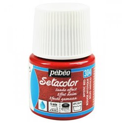 PINTURA PARA TELA PEBEO SETACOLOR OPACO EFECTO ANTE 45 ML NUM 304 ROJO MISTICO COD 295304