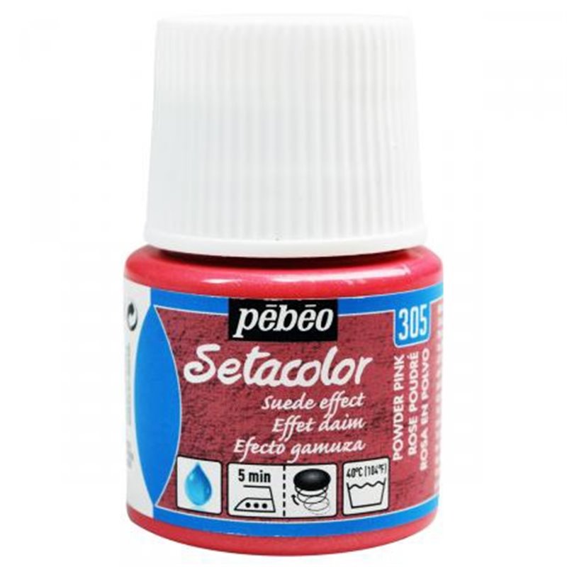 PINTURA PARA TELA PEBEO SETACOLOR OPACO EFECTO ANTE 45 ML NUM 305 POLVO DE ROSA COD 295305