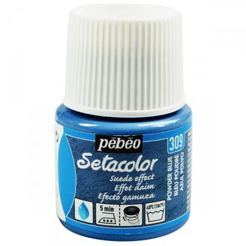 PINTURA PARA TELA PEBEO SETACOLOR OPACO EFECTO ANTE 45 ML NUM 309 AZUL EMPOLVADO COD 295309