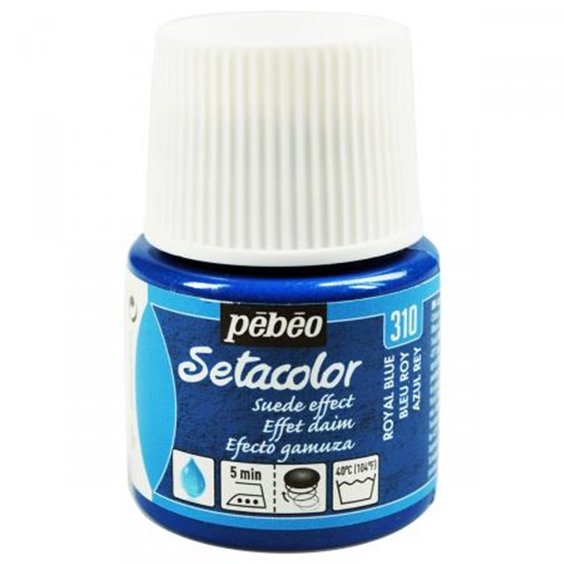 PINTURA PARA TELA PEBEO SETACOLOR OPACO EFECTO ANTE 45 ML NUM 310 AZUL REY COD 295310