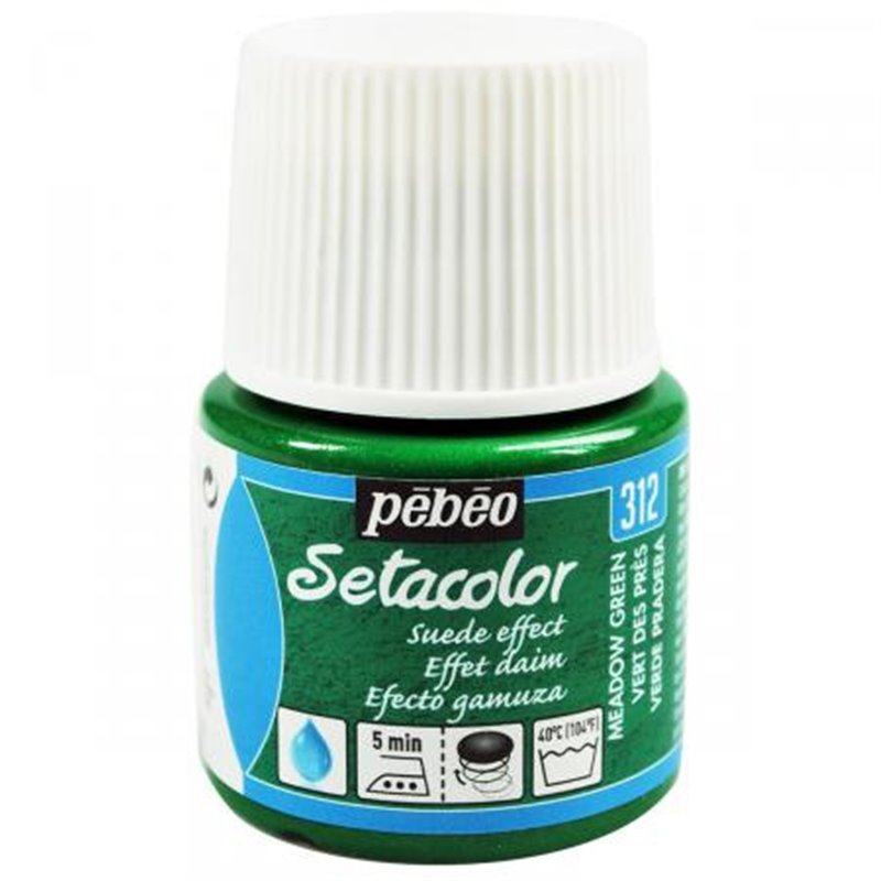 PINTURA PARA TELA PEBEO SETACOLOR OPACO EFECTO ANTE 45 ML NUM 312 VERDE DE LAS PRADERAS COD 295312