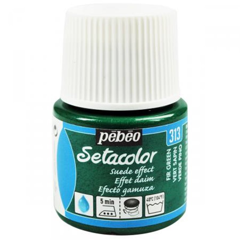 PINTURA PARA TELA PEBEO SETACOLOR OPACO EFECTO ANTE 45 ML NUM 313 VERDE PINO COD 295313