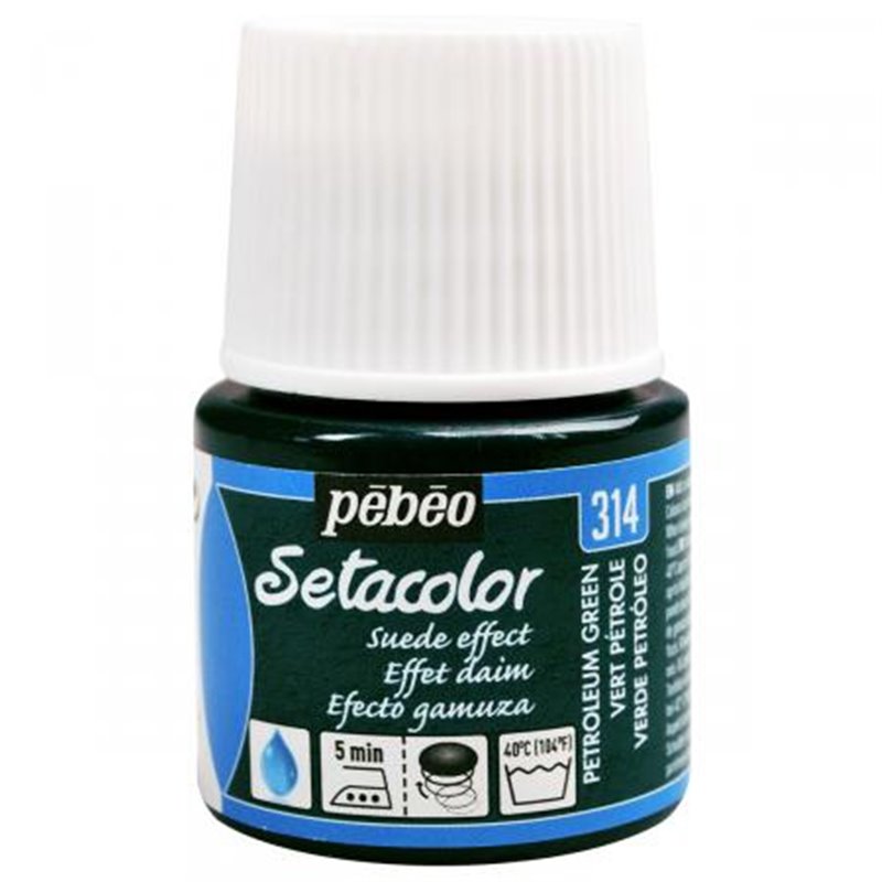 PINTURA PARA TELA PEBEO SETACOLOR OPACO EFECTO ANTE 45 ML NUM 314 VERDE PETROLEO COD 295314