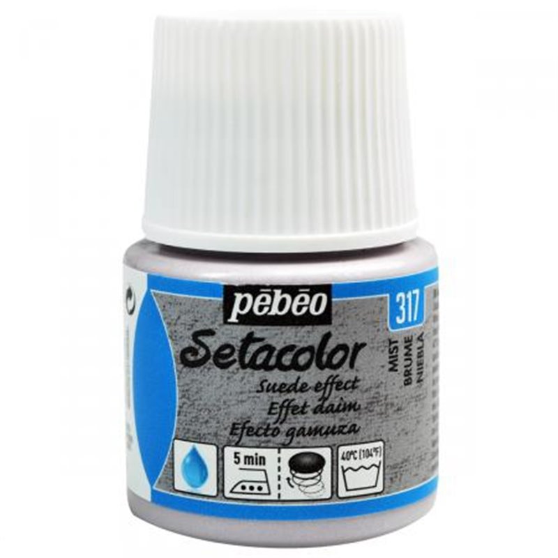 PINTURA PARA TELA PEBEO SETACOLOR OPACO EFECTO ANTE 45 ML NUM 317 BRUMA COD 295317