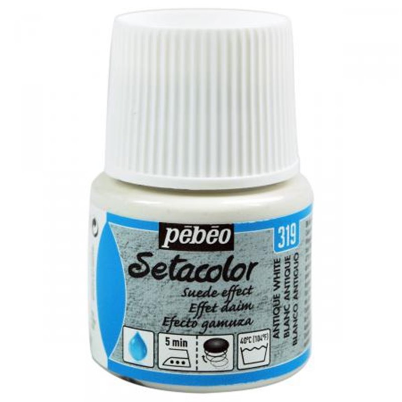 PINTURA PARA TELA PEBEO SETACOLOR OPACO EFECTO ANTE 45 ML NUM 319 BLANCO ANTIGUO COD 295319