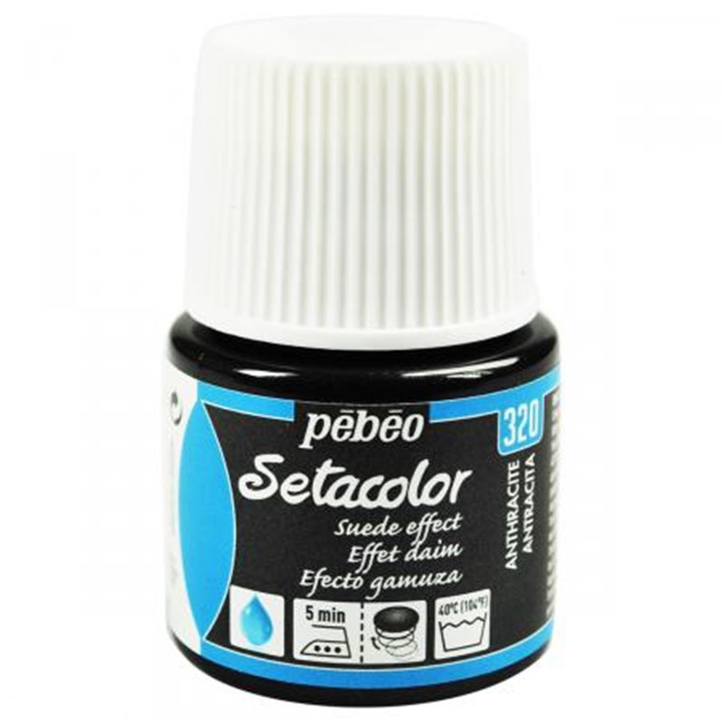 PINTURA PARA TELA PEBEO SETACOLOR OPACO EFECTO ANTE 45 ML NUM 320 ANTRACITA COD 295320