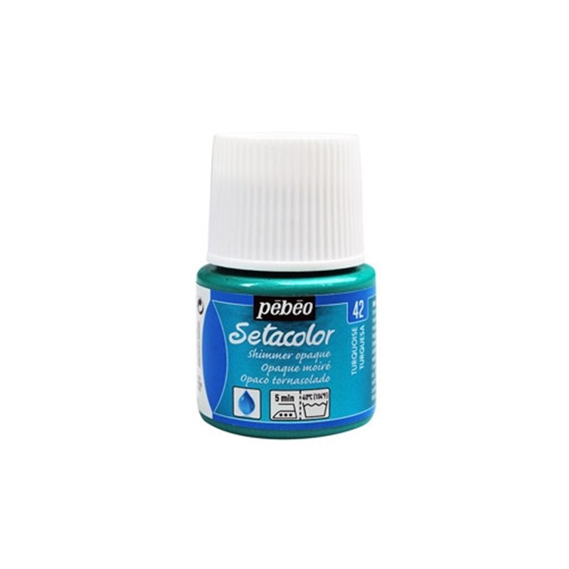 PINTURA PARA TELA PEBEO SETACOLOR OPACO TORNASOLADO 45 ML NUM 42 TURQUESA COD 295042