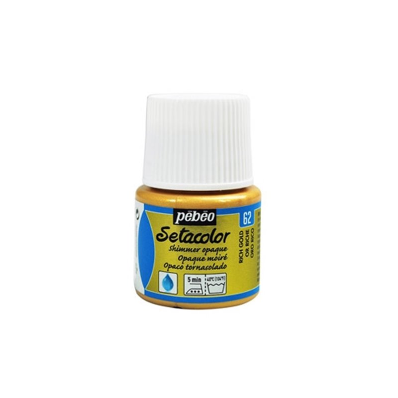 PINTURA PARA TELA PEBEO SETACOLOR OPACO TORNASOLADO 45 ML NUM 62 ORO RICO COD295062