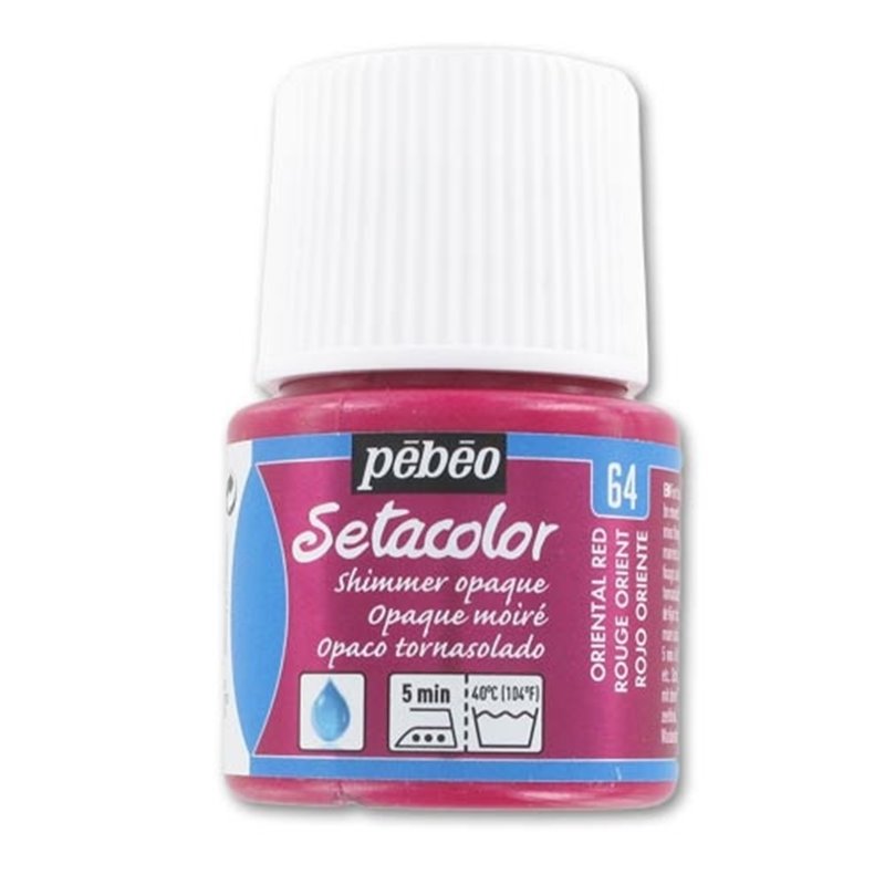 PINTURA PARA TELA PEBEO SETACOLOR OPACO TORNASOLADO 45 ML NUM 64 ROJO DE ORIENTE COD 295064