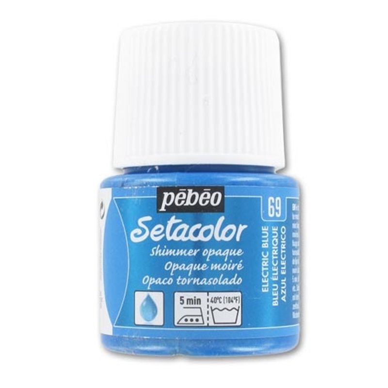 PINTURA PARA TELA PEBEO SETACOLOR OPACO TORNASOLADO 45 ML NUM 69 AZUL ELECTRICO COD 295069