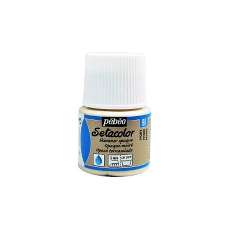 PINTURA PARA TELA PEBEO SETACOLOR OPACO TORNASOLADO 45 ML NUM 98 MARFIL COD 295098