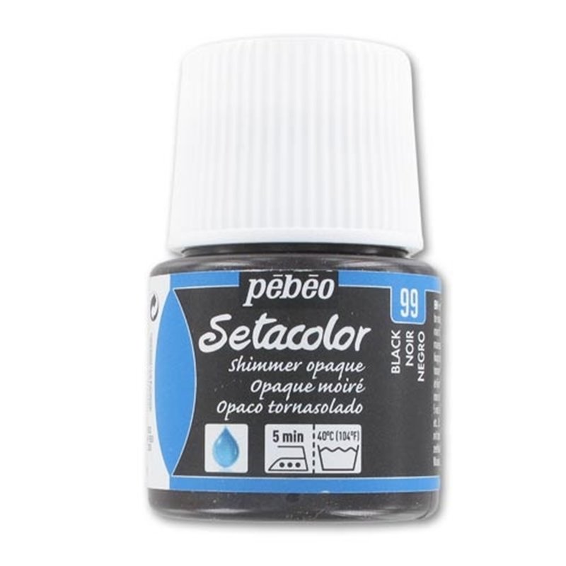 PINTURA PARA TELA PEBEO SETACOLOR OPACO TORNASOLADO 45 ML NUM 99 NEGRO COD 295099