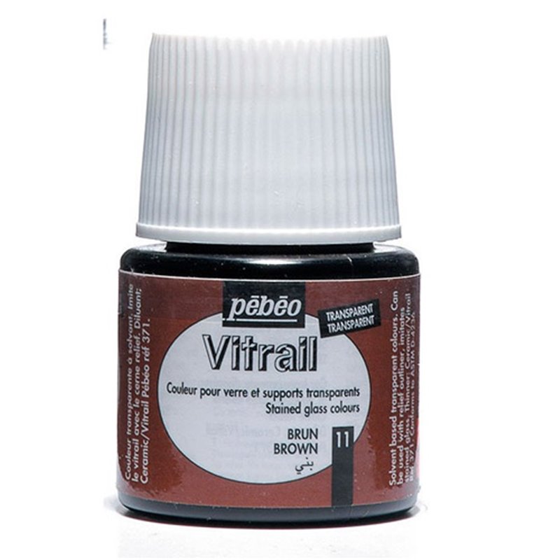 PINTURA PARA VIDRIO PEBEO VITRAIL TRANSPARENTE 45 ML NUM 11 PARDO COD 050011