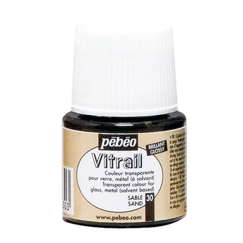 PINTURA PARA VIDRIO PEBEO VITRAIL TRANSPARENTE 45 ML NUM 30 ARENA COD 050030