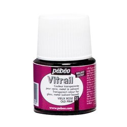 PINTURA PARA VIDRIO PEBEO VITRAIL TRANSPARENTE 45 ML NUM 31 ROSA VIEJO COD 050031