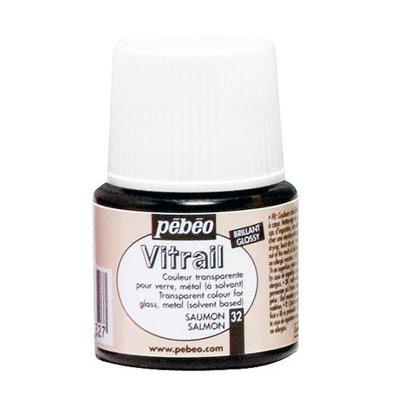 PINTURA PARA VIDRIO PEBEO VITRAIL TRANSPARENTE 45 ML NUM 32 SALMON COD 050032