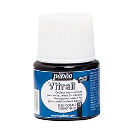 PINTURA PARA VIDRIO PEBEO VITRAIL TRANSPARENTE 45 ML NUM 37 AZUL COBALTO COD 050037