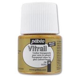 PINTURA PARA VIDRIO PEBEO VITRAIL TRANSPARENTE 45 ML NUM 38 ORO COD 050038