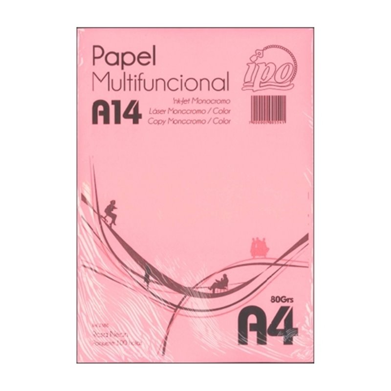 PAPEL DE COLOR IPO NUM A14 ROSA NEON A4 80 G PAQUETE 100 HOJAS