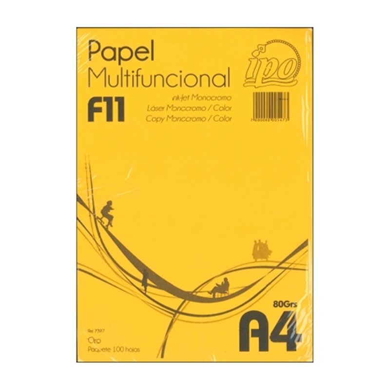 PAPEL DE COLOR IPO NUM F11 ORO A4 80 G PAQUETE 100 HOJAS