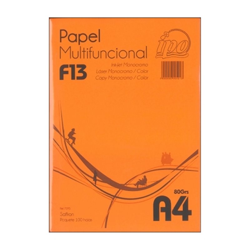 PAPEL DE COLOR IPO NUM F13 SAFFRON A4 80 G PAQUETE 100 HOJAS