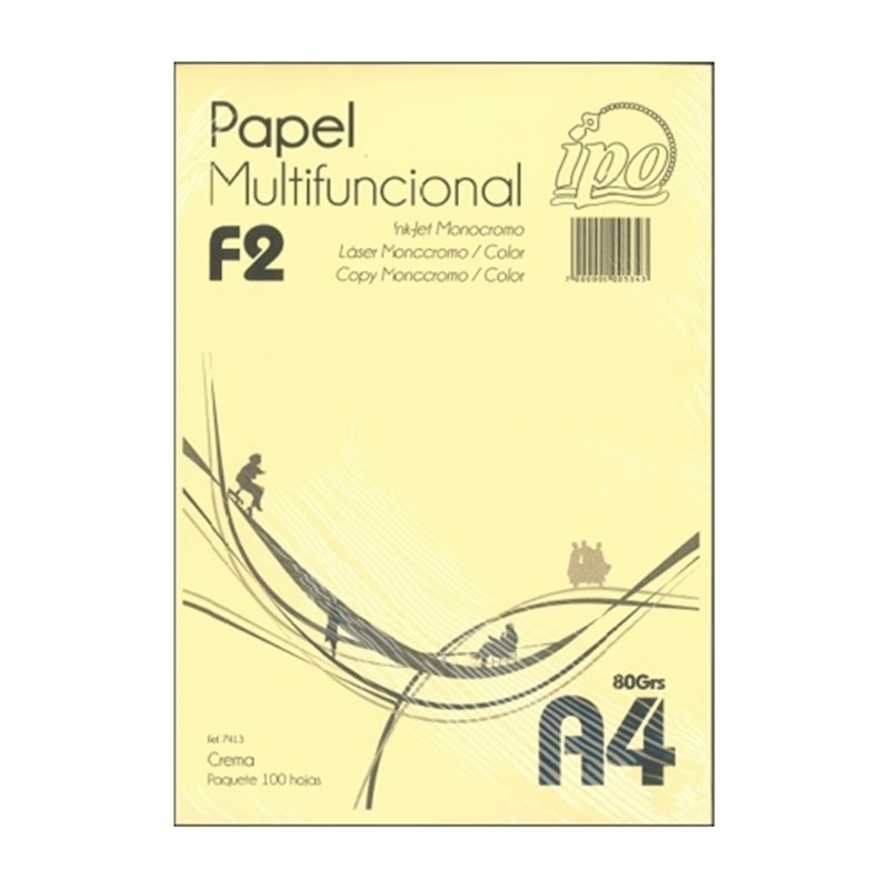 PAPEL DE COLOR IPO NUM F2 CREMA A4 80 G PAQUETE 100 HOJAS