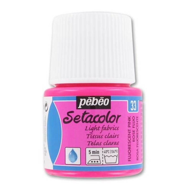 PINTURA PARA TELA PEBEO SETACOLOR TEJIDOS CLAROS 45 ML NUM 33 ROSA FLUORESCENTE COD 316789 329033 1