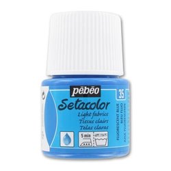 PINTURA PARA TELA PEBEO SETACOLOR TEJIDOS CLAROS 45 ML NUM 35 AZUL FLUORESCENTE COD 316786 329035 5