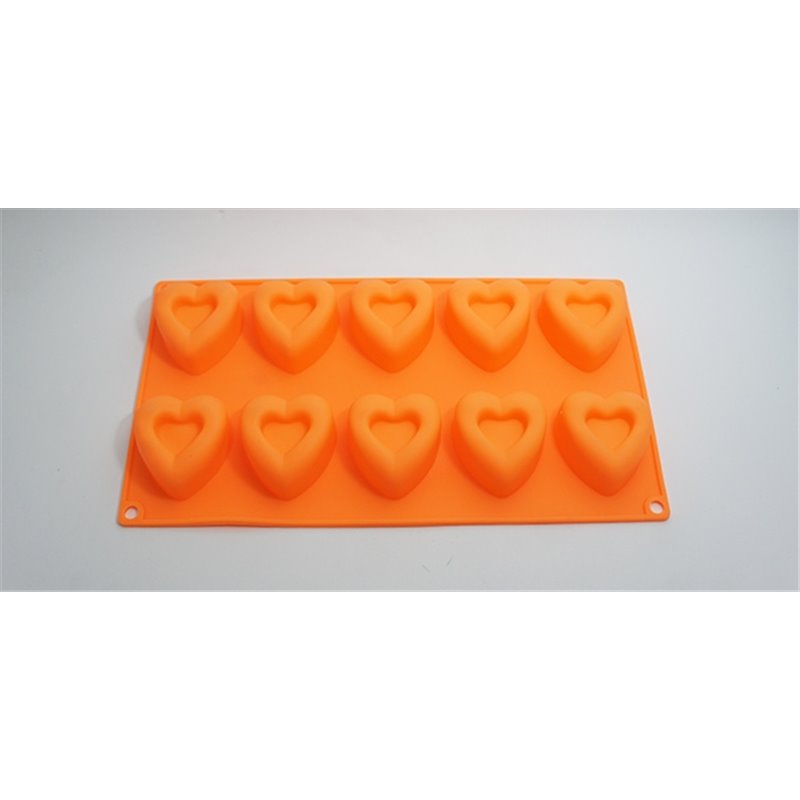 MOLDE DE SILICONA PASTELERO FORMA CORAZON 10 UDS COD 22898