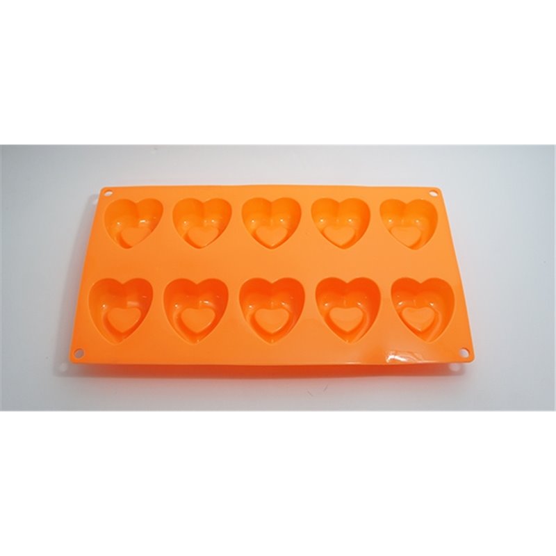 MOLDE DE SILICONA PASTELERO FORMA CORAZON 10 UDS COD 22898