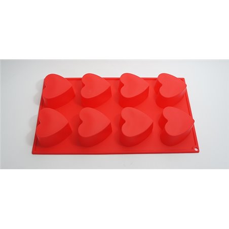 MOLDE DE SILICONA PASTELERO FORMA CORAZON 29'5 X 17'3 X 3'5 CM 8 UDS COD 8405907