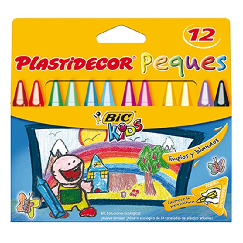 LAPICES DE CERA PLASTIDECOR PEQUES CAJA 12 UDS COLORES SURTIDOS COD 875774