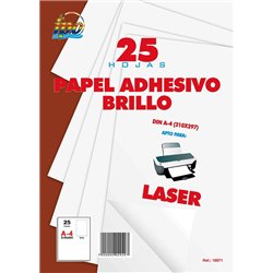 ADHESIVO BLANCO BRILLO IPO A4 PAQUETE 25 HOJAS