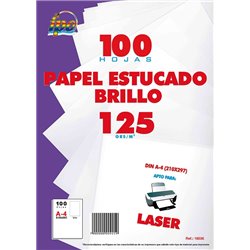 PAPEL BLANCO ESTUCADO BRILLO IPO A4 125 GRS PAQUETE 100 HOJAS