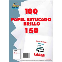 PAPEL BLANCO ESTUCADO BRILLO IPO A4 150 GRS PAQUETE 100 HOJAS